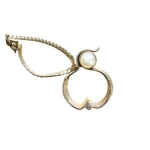 Vintage 1940s-50s Gold Tone & Pearl Glove Holder Clip